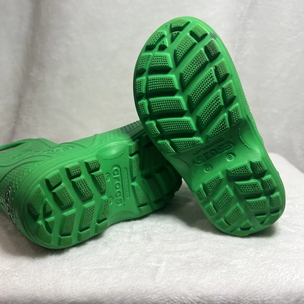 Crocs Kids Handle It Rain Boots Green Waterproof Pull On Size C9 Toddler